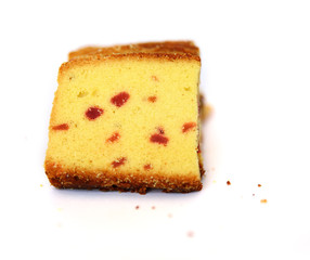 Pieces of Dessert cake on a on a white background