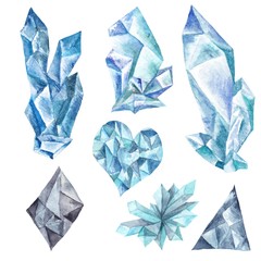 Watercolor Blue Crystals Set