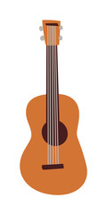 Fototapeta premium Classical acoustic guitar isolated on white background. Single instrument vector popular guitar isolated music instrument. Sound wood, acoustic musical guitar isolated music equipment.