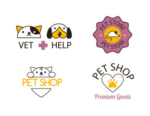 Pet shop symbols vector set.