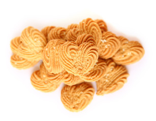 Cookies in heart shape on White background