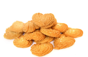 Cookies in heart shape on White background
