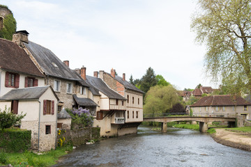 Fototapeta na wymiar Half timbered houses in Segur-le-Chateau