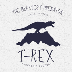 Typography label.Dinosaur on the mountain