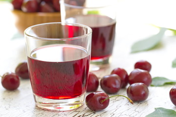 Cherry juice with fresh berries
