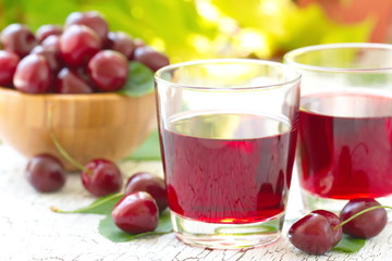 Cherry juice with fresh berries