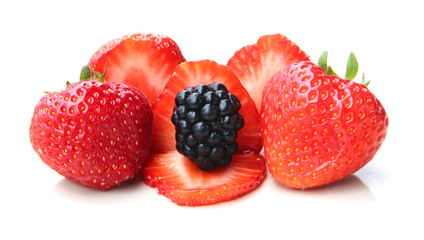 a pile of blackberries and strawbeeries