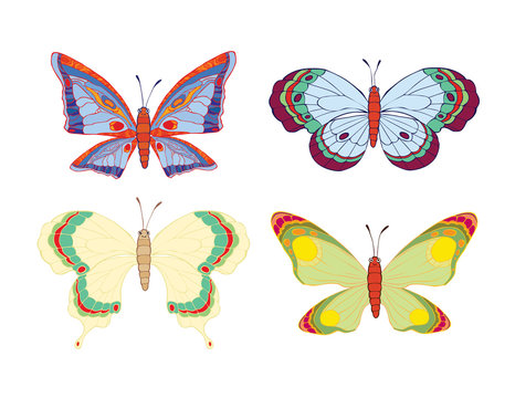 Cute cartoon butterflies set