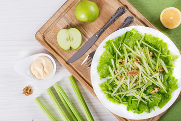 Waldorf Salad with walnuts, green apple and celery