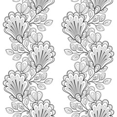 Vector Seamless Monochrome Floral Pattern