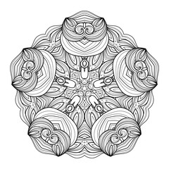 Vector Beautiful Deco Monochrome Contour Star