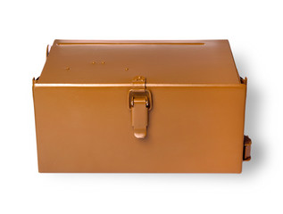 Brown metal military box  on the white