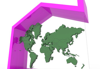 Mappa Terra 3D con simbolo casa