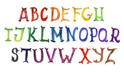 alphabet, abc, english, watercolor