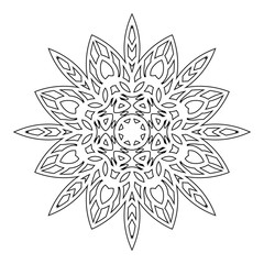 Mandala. Black and white decorative element. Picture for coloring.