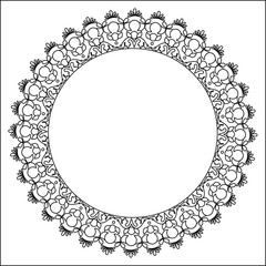 Black and white round lace frame.