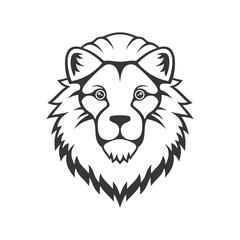 Lion Head Logo on White Background. Vector