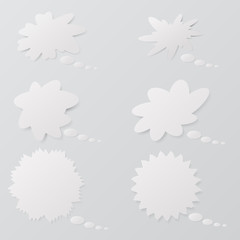 Bubbles thoughts in different forms. A set of communication bubbles paper. Infographic design elements bubbles communication. Vector illustration.

