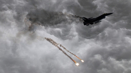 Military jet firing of flares