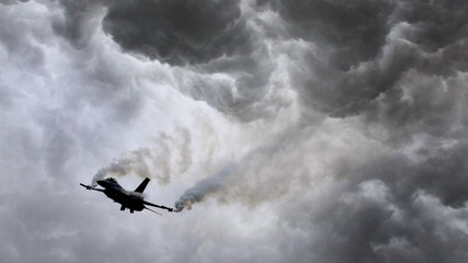 Military jet firing of flares