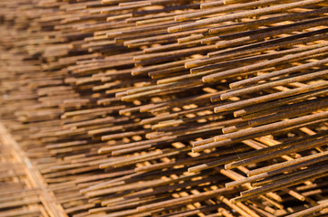 Pile of industrial steel bar.
