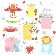 Message Template Set With Cute Animals