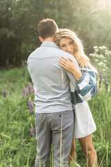 Fototapeta premium loving couple embracing each other in nature
