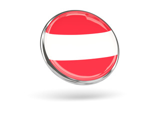 Flag of austria. Round icon with metal frame