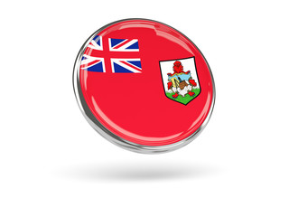 Flag of bermuda. Round icon with metal frame