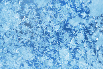 Winter ice frost, frozen background. frosted window glass textur