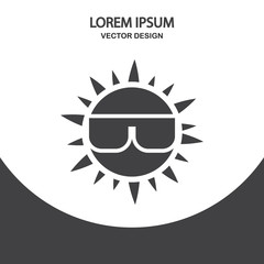 Sun in glasses icon on the background