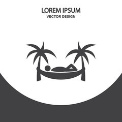 Obraz premium Man in hammock icon on the background