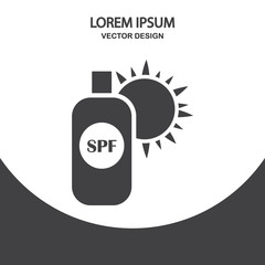 Sun cream icon on the background