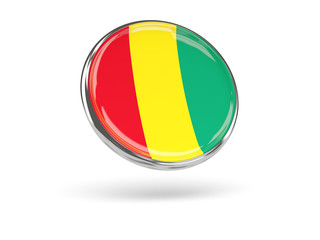 Fototapeta premium Flag of guinea. Round icon with metal frame