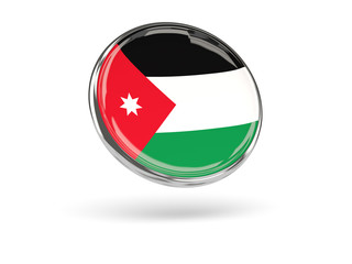 Flag of jordan. Round icon with metal frame