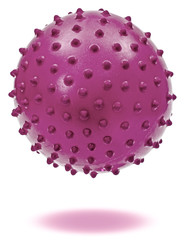 Children's purple ball with shadow, isolated on white background