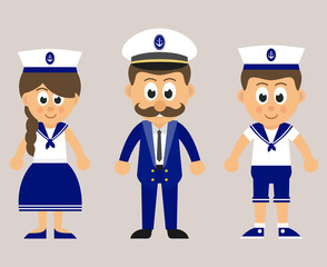 marine captain and marine boy and girl
