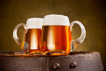 two glasses of beer