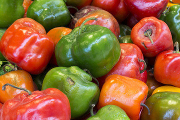 Red, green and yellow chilli pepper from Peru called 