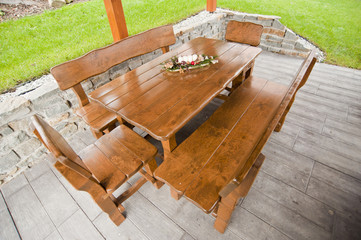 Garden table with christmas decoration