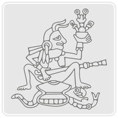 monochrome icon with symbols from Aztec codices for your design