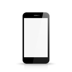 Phone with blank white screen front view