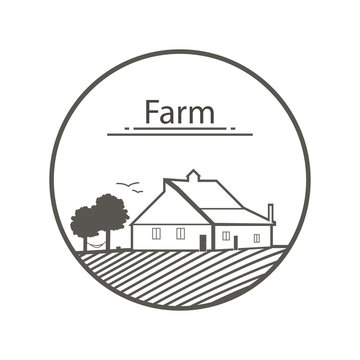 Farm logo. Template with farm vector illustration