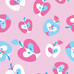 Seamless vector background with decorative apples. Print. Repeating background. Cloth design, wallpaper.