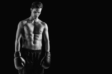 Fototapeta na wymiar Composite image of boxer posing after failure