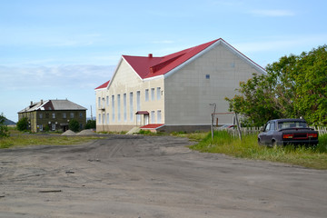 Obraz premium The repaired building in the settlement of Teriberka. Murmansk r