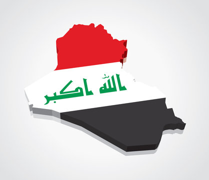 3D vector Flag Map of Iraq