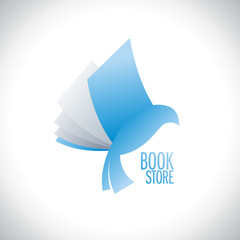 Flying book like bird logo, education concept