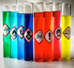 Aligned Chemical Danger pictograms - Toxic - obrazy, fototapety, plakaty