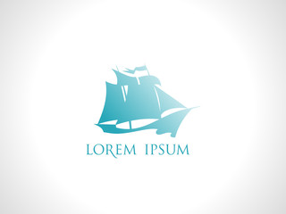 Sailing retro ship logo